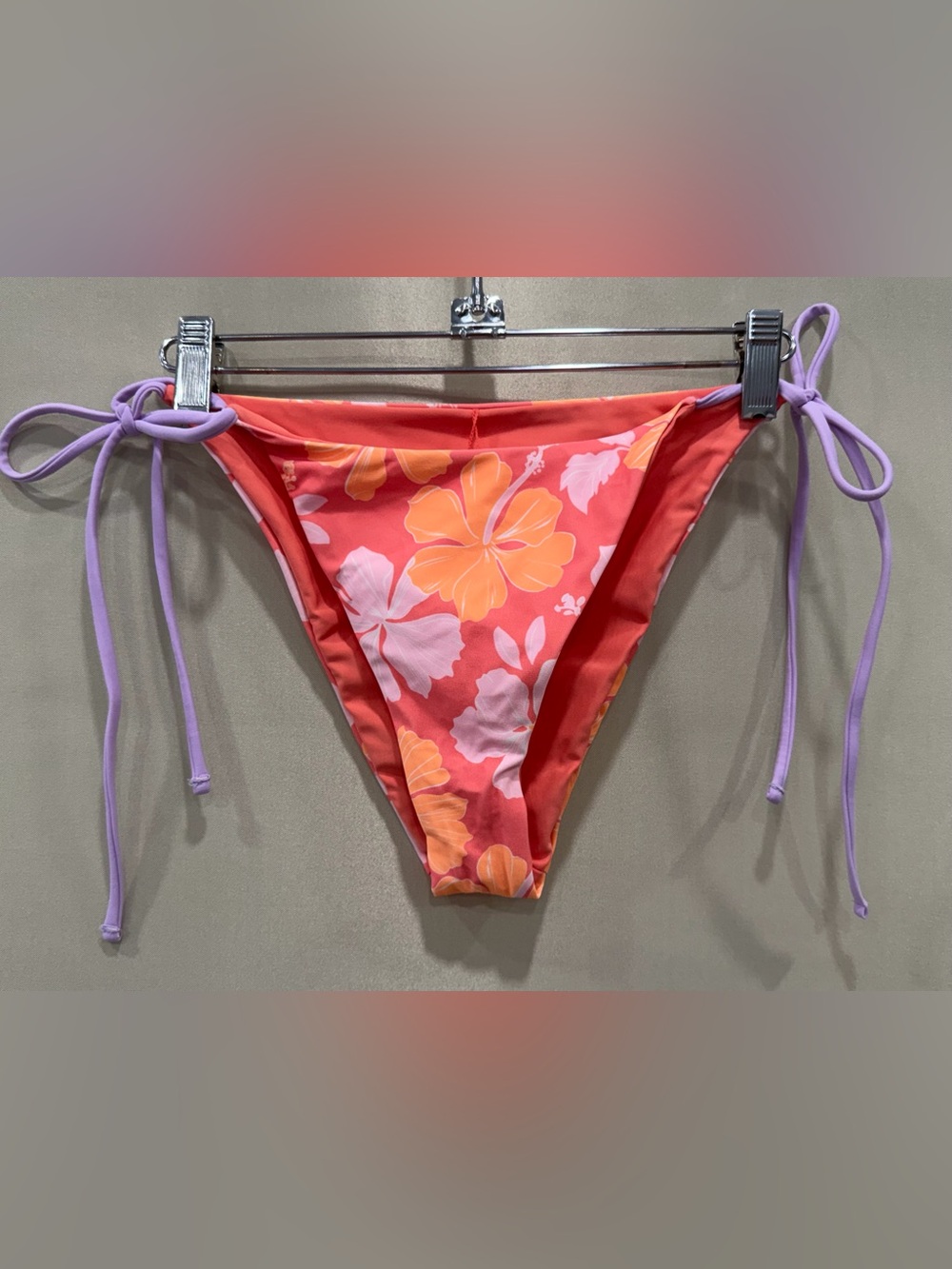 wild fable Coral Floral Tie-Side Bikini Bottom with Lavender Ties